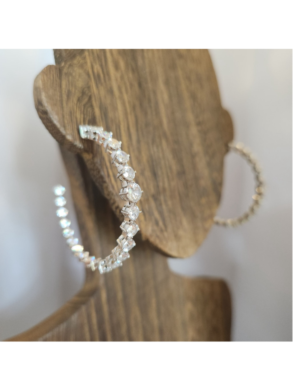 Eliot Danori Silver Hoop Earrings with White Crystals - Picture 9 of 13